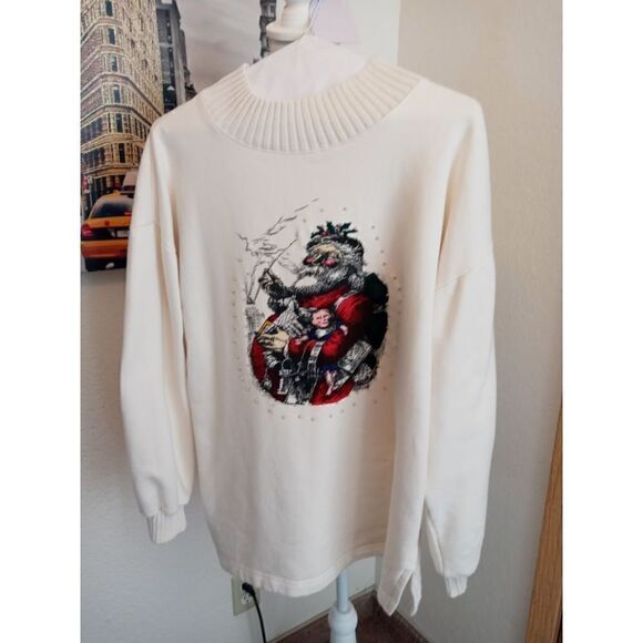 North Country Victorian Santa Claus w/ gold color Beads Sweater-*See Size and Co - Picture 1 of 6